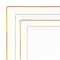 Smarty Had A Party White w/Gold Square Edge Rim Plastic Dinnerware Value Set (120 Dinner Plates+120 Salad Plates), 240PK 519GVP-CASE - alternate 1